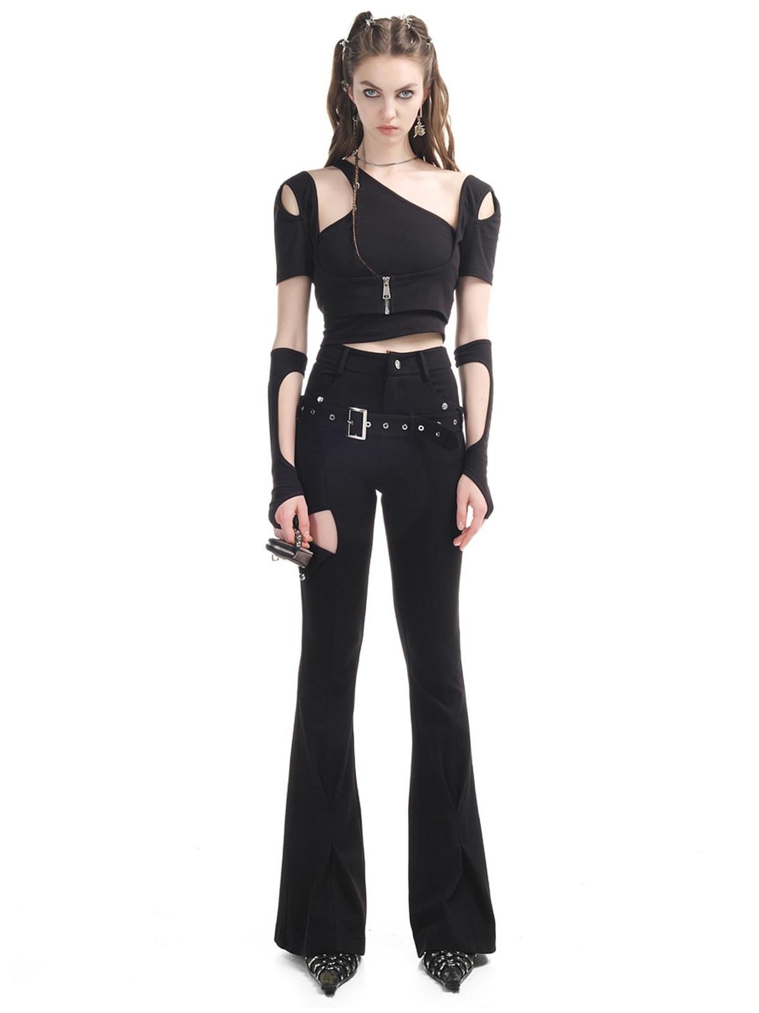 NORTH NODE Slimming High Waist Micro Flare Floor Length Women&