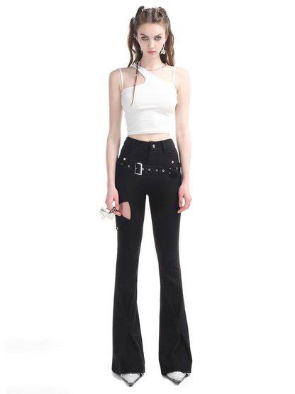 NORTH NODE Slimming High Waist Micro Flare Floor Length Women&