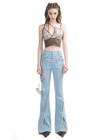 NORTH NODE Slimming High Waist Micro Flare Floor Length Women&