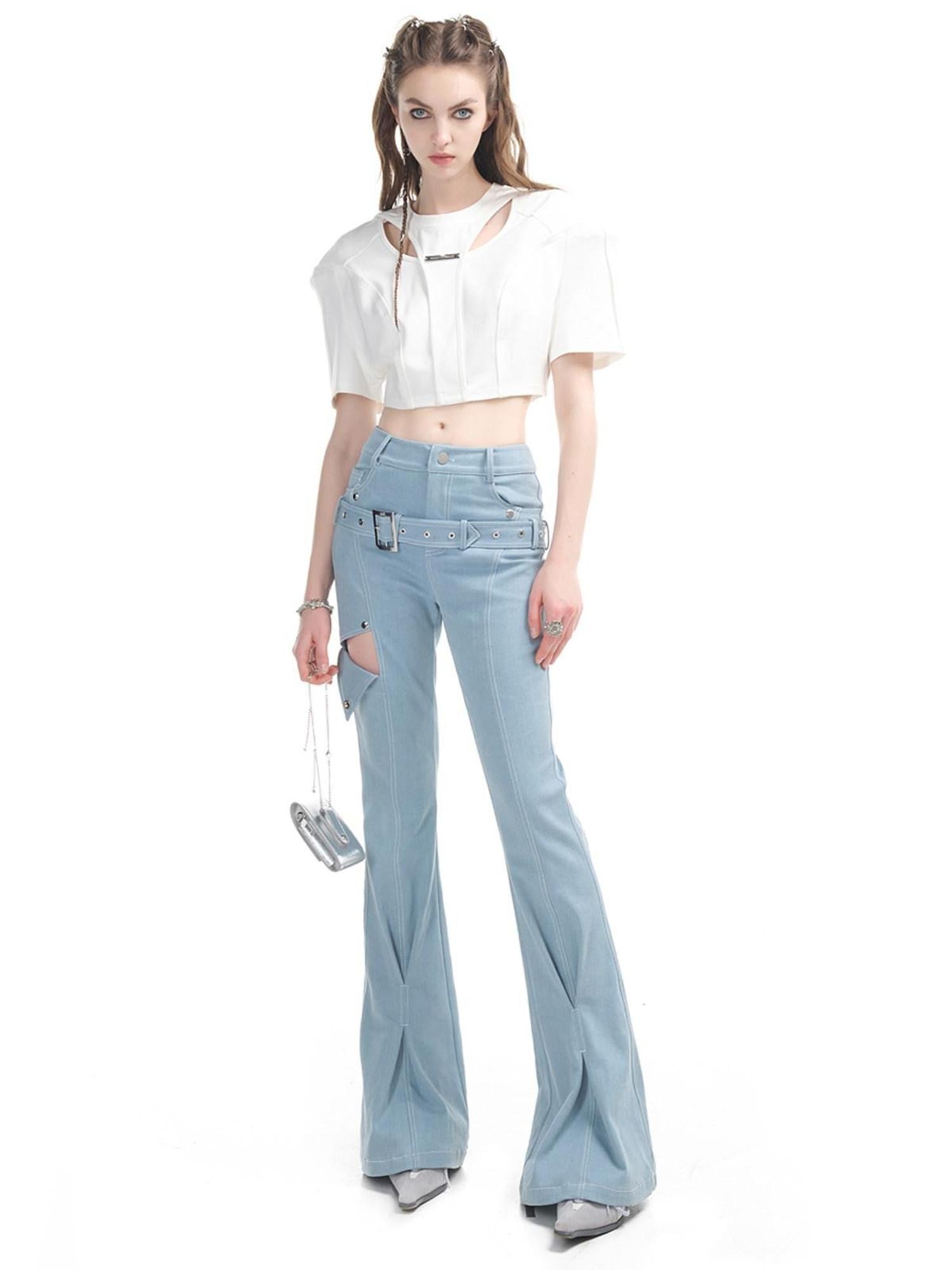 NORTH NODE Slimming High Waist Micro Flare Floor Length Women&