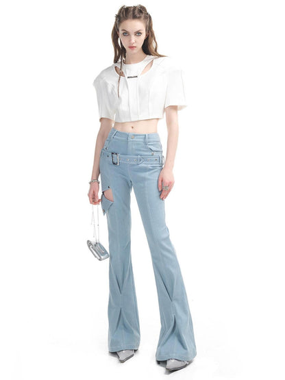 NORTH NODE Slimming High Waist Micro Flare Floor Length Women&