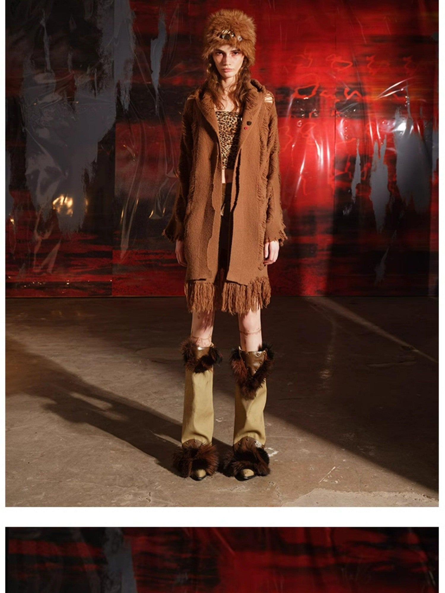 NORTH NODE Snow Scattered Designer Hooded Open Front Women&