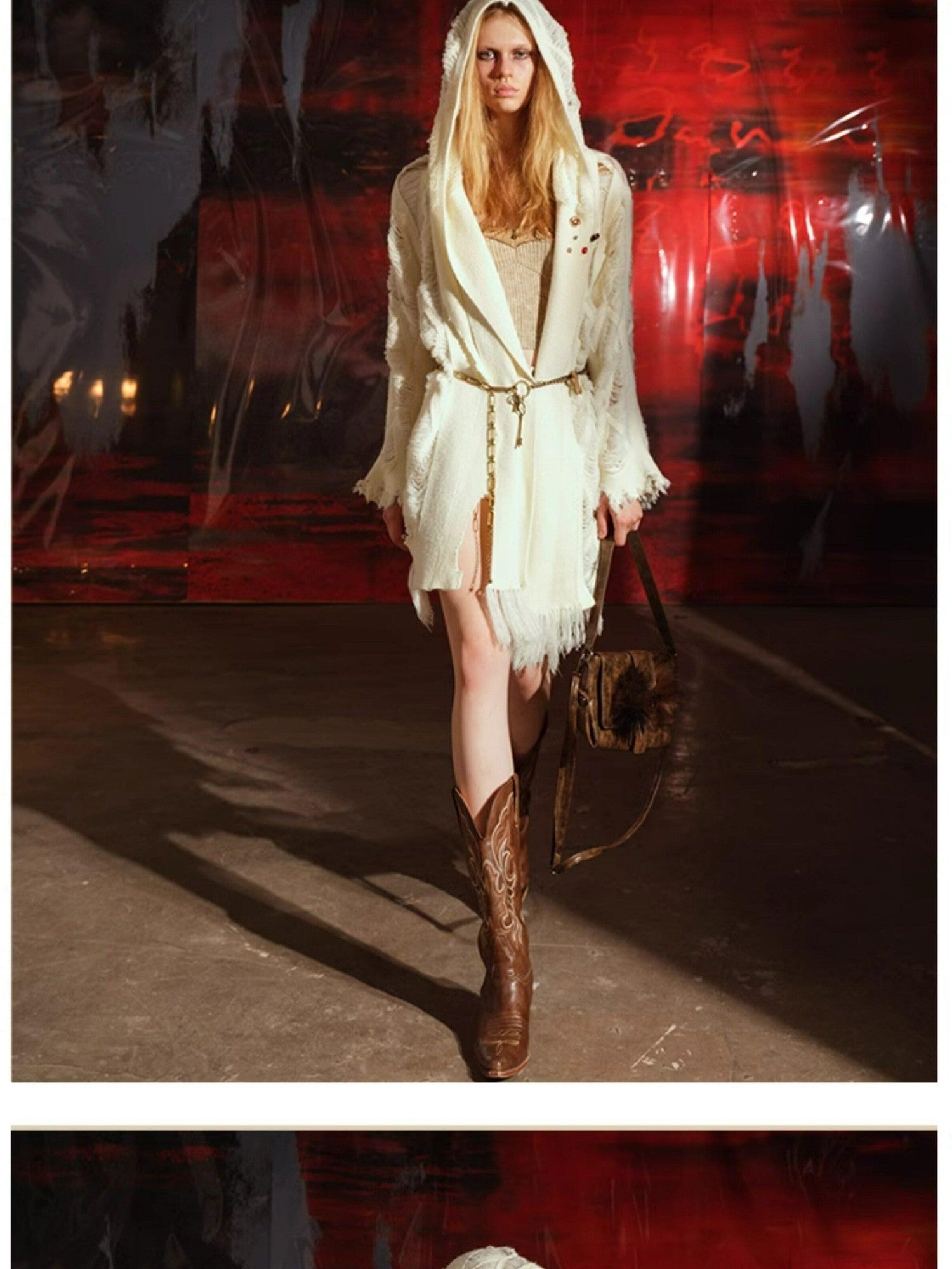 NORTH NODE Snow Scattered Designer Hooded Open Front Women&