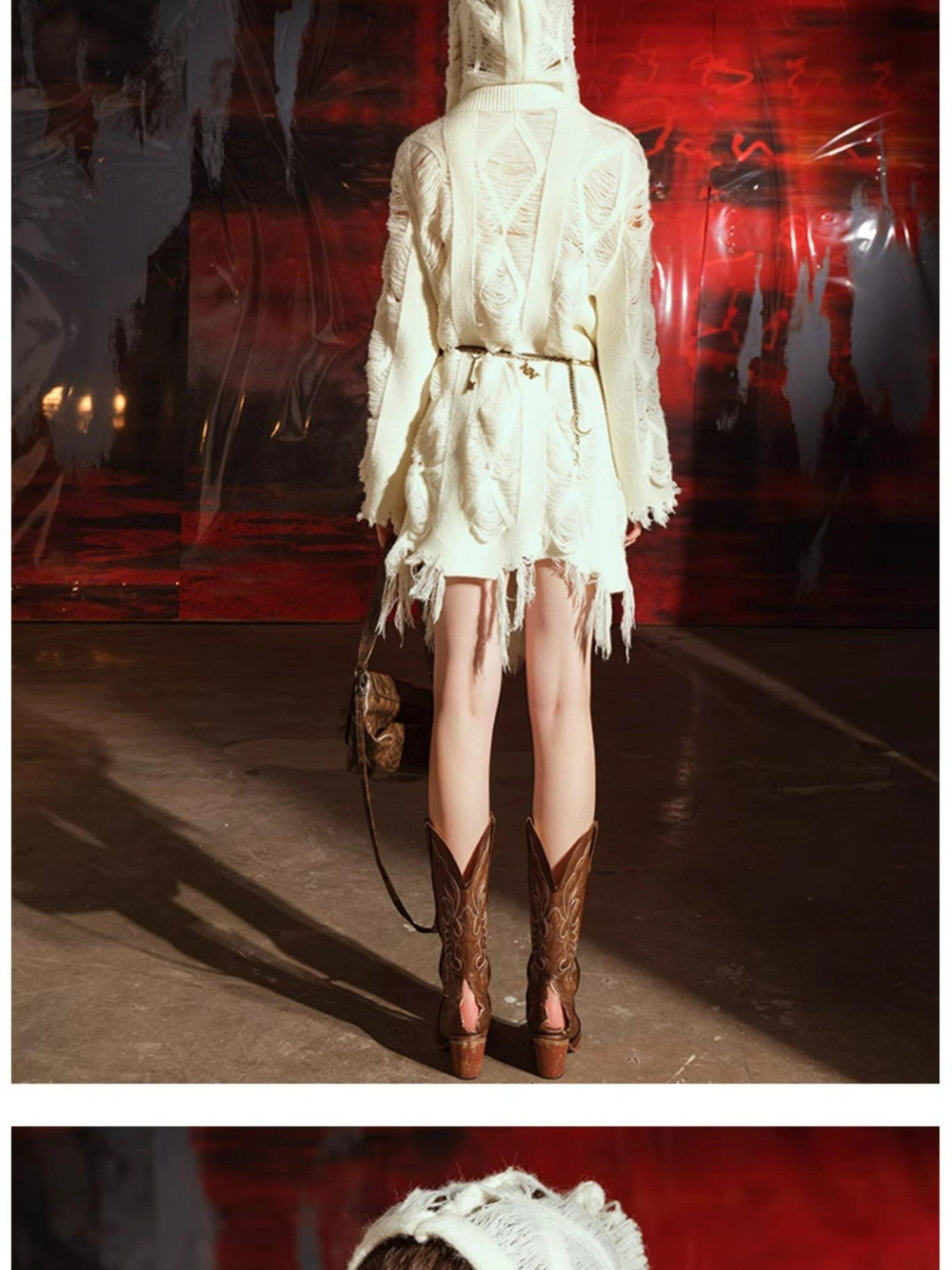 NORTH NODE Snow Scattered Designer Hooded Open Front Women&