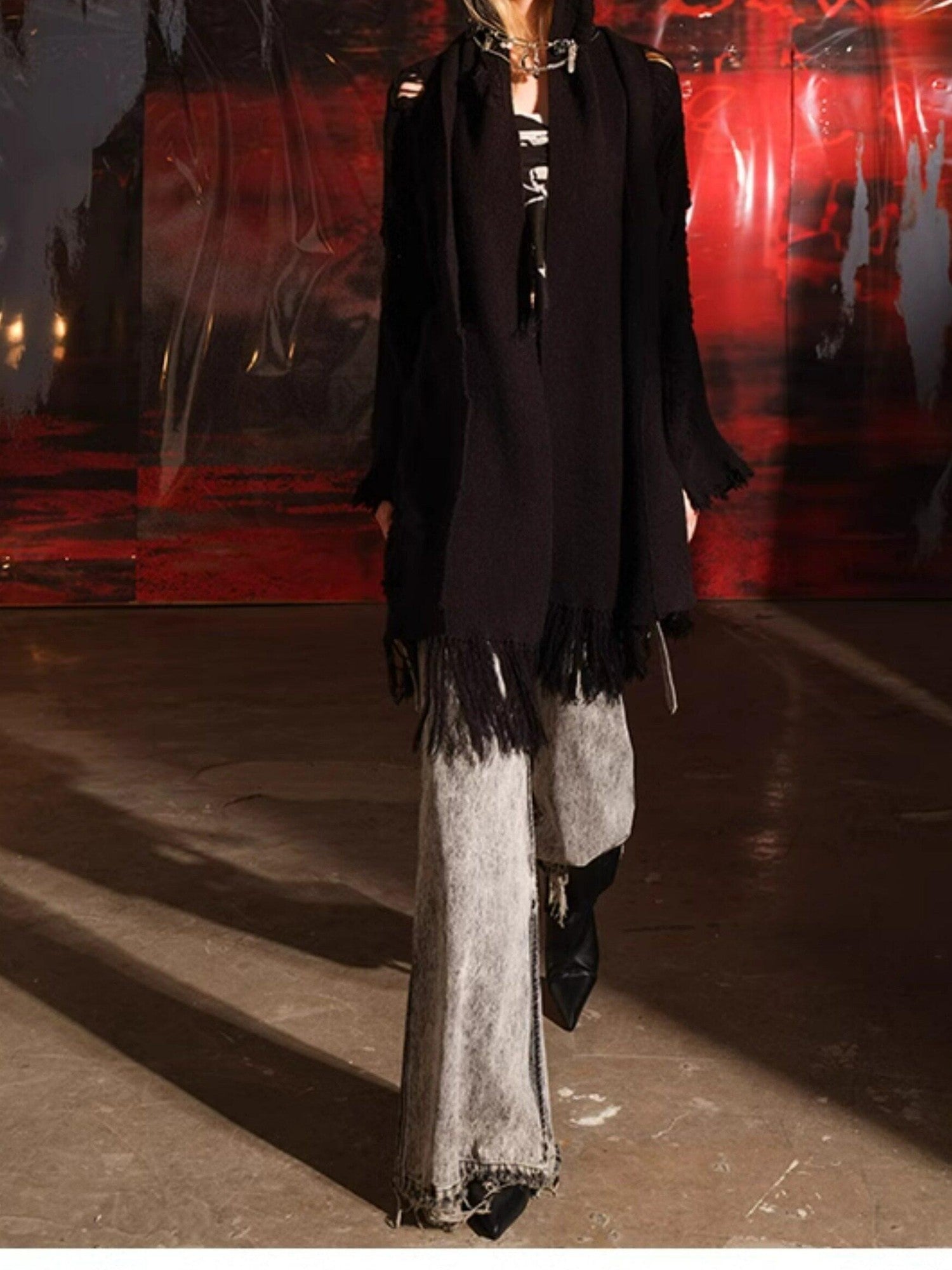 NORTH NODE Snow Scattered Designer Hooded Open Front Women&