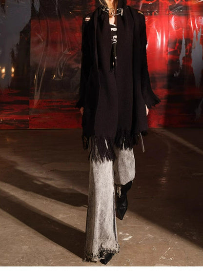 NORTH NODE Snow Scattered Designer Hooded Open Front Women&