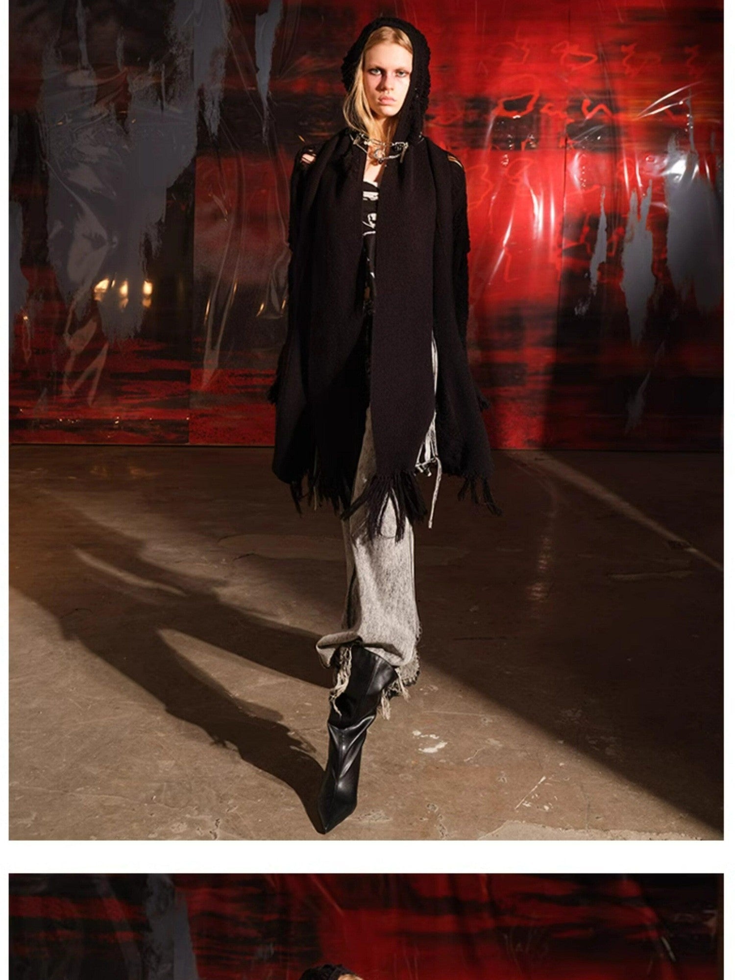 NORTH NODE Snow Scattered Designer Hooded Open Front Women&