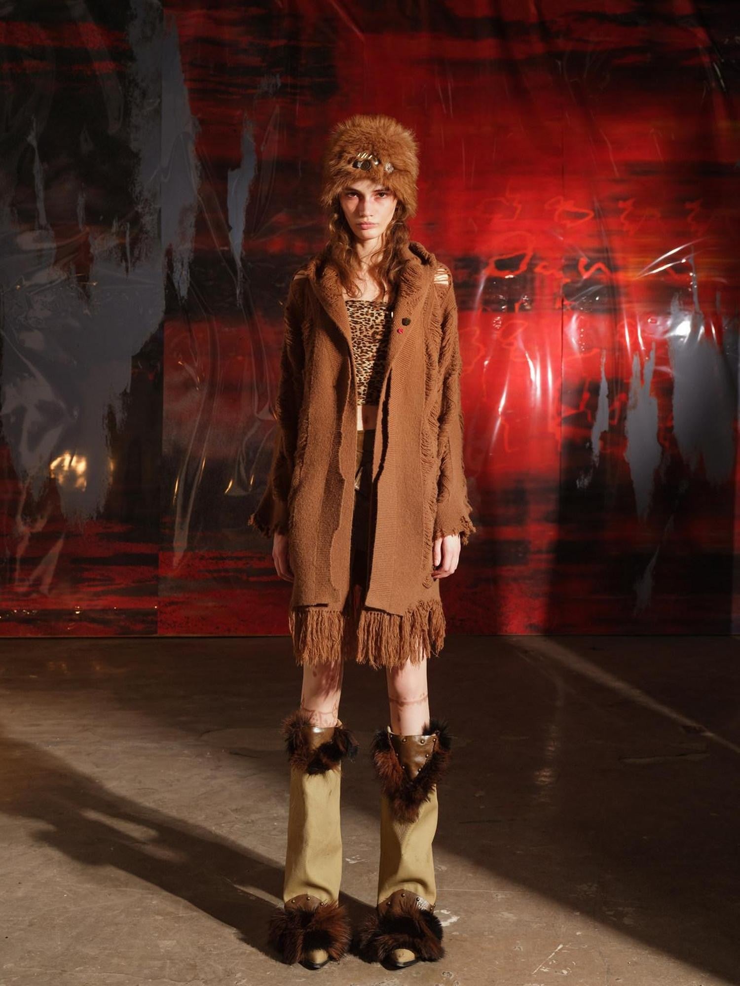 NORTH NODE Snow Scattered Designer Hooded Open Front Women&