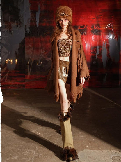 NORTH NODE Snow Scattered Designer Hooded Open Front Women&