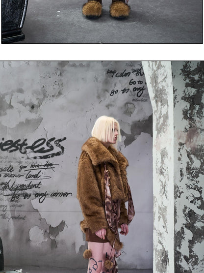 NORTH NODE Soft Twilight Large Lapel Faux Fur Polyester Women&