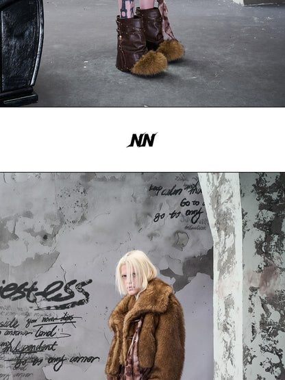 NORTH NODE Soft Twilight Large Lapel Faux Fur Polyester Women&