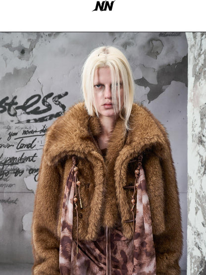 NORTH NODE Soft Twilight Large Lapel Faux Fur Polyester Women&
