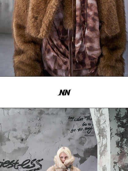 NORTH NODE Soft Twilight Large Lapel Faux Fur Polyester Women&
