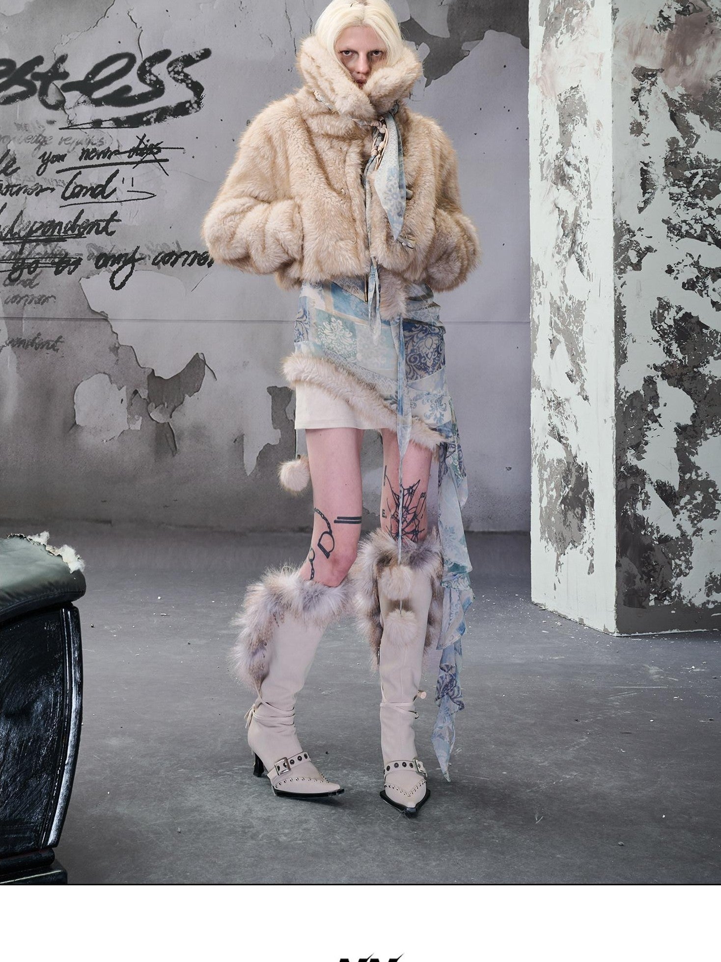 NORTH NODE Soft Twilight Large Lapel Faux Fur Polyester Women&