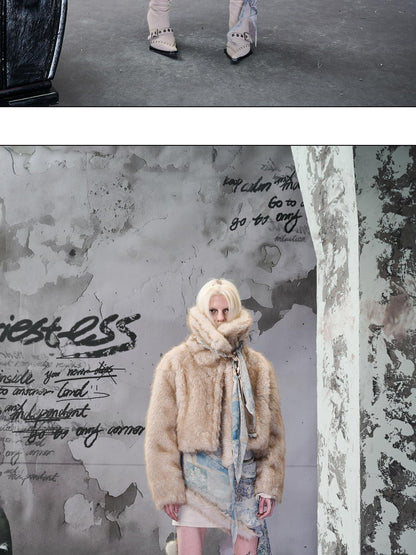 NORTH NODE Soft Twilight Large Lapel Faux Fur Polyester Women&