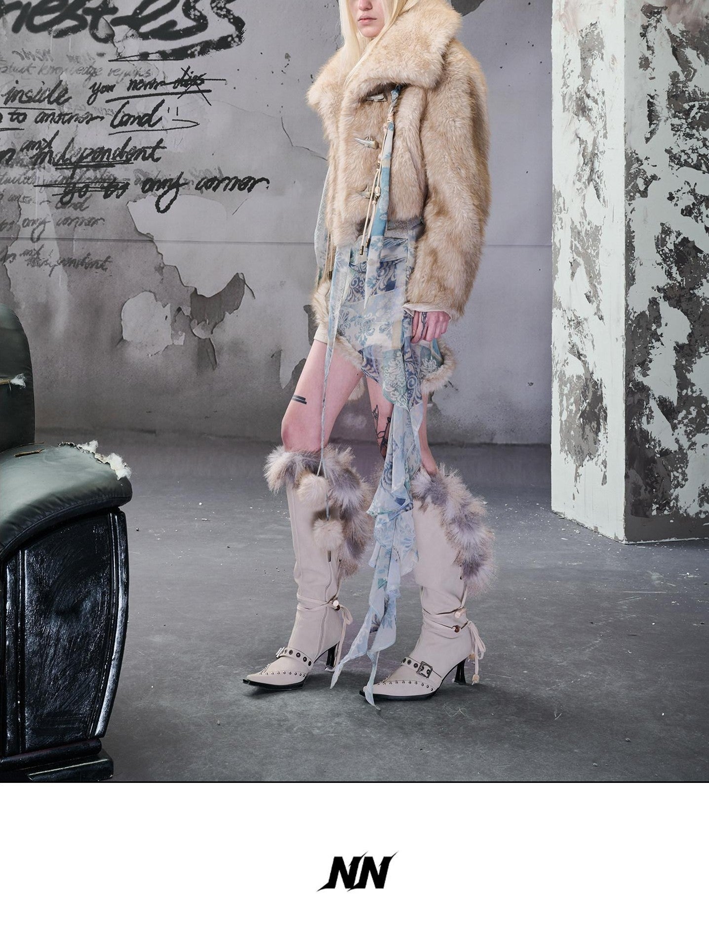 NORTH NODE Soft Twilight Large Lapel Faux Fur Polyester Women&