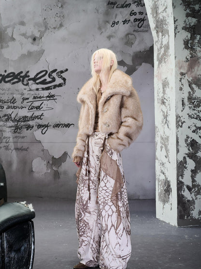 NORTH NODE Soft Twilight Large Lapel Faux Fur Polyester Women&