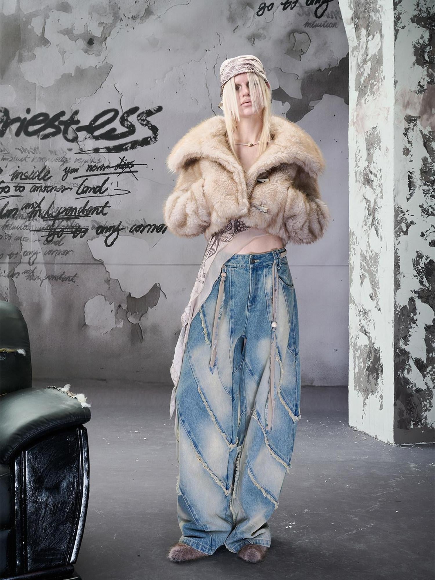 NORTH NODE Soft Twilight Large Lapel Faux Fur Polyester Women&