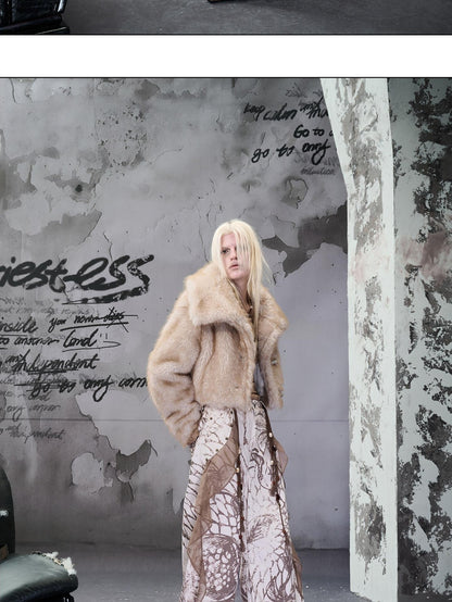 NORTH NODE Soft Twilight Large Lapel Faux Fur Polyester Women&