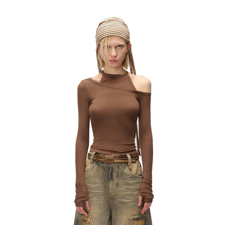 NORTH_NODE_Solid_Color_Asymmetric_One_Shoulder_Slim_Fit_Cotton_Women&
