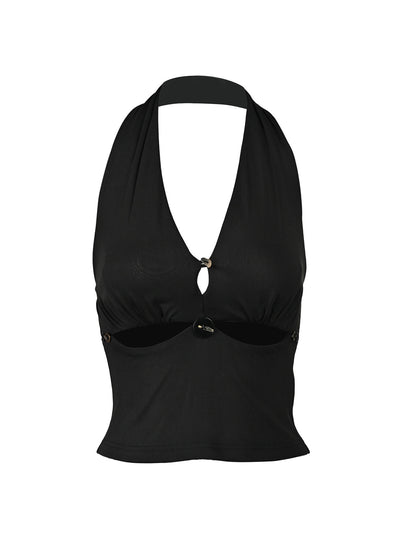 NORTH_NODE_Solid_Cutout_V-neck_Slim_Fit_Women&