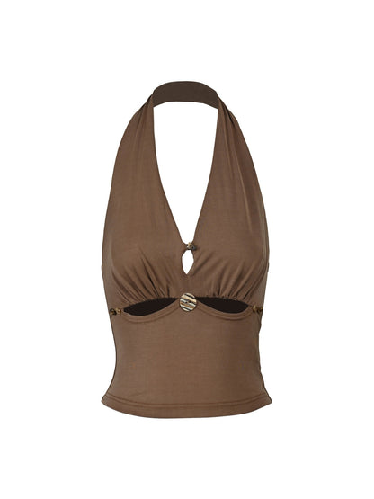 NORTH_NODE_Solid_Cutout_V-neck_Slim_Fit_Women&