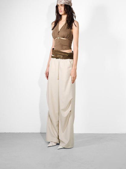 NORTH NODE Solid Cutout V-neck Slim Fit Women&