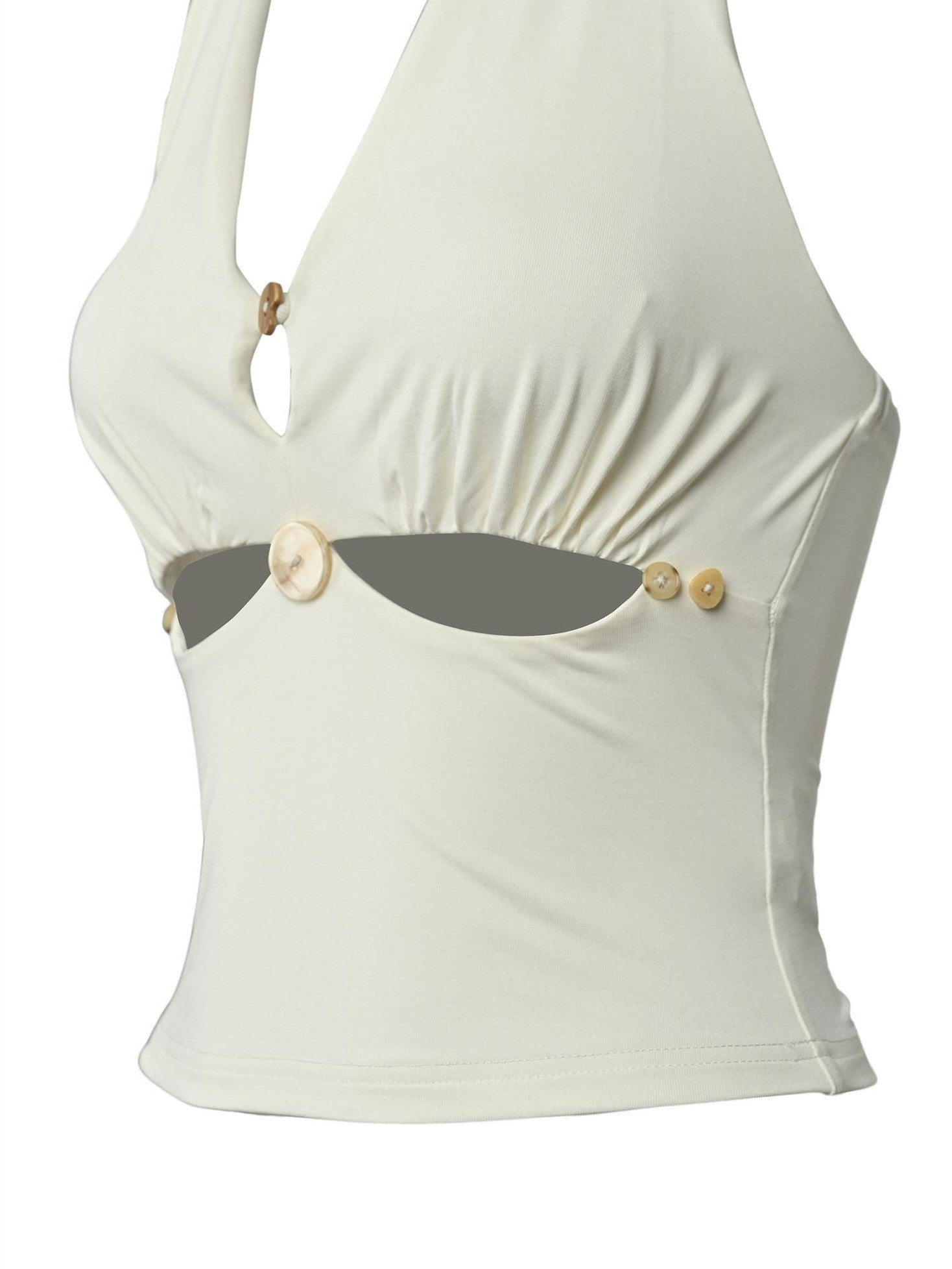 NORTH NODE Solid Cutout V-neck Slim Fit Women&