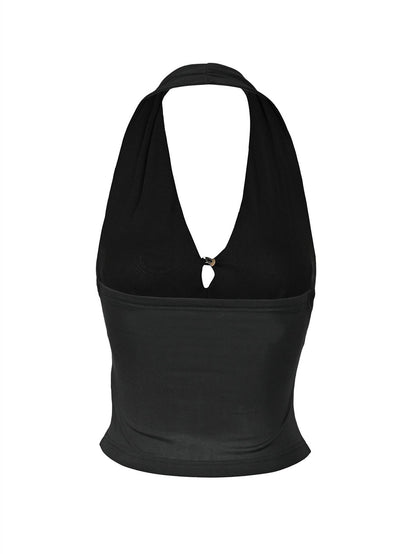 NORTH NODE Solid Cutout V-neck Slim Fit Women&