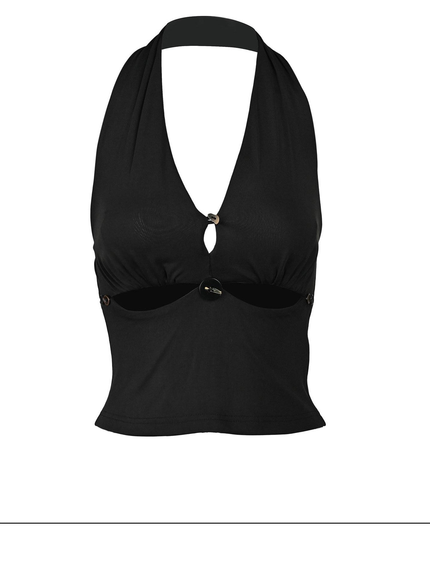 NORTH NODE Solid Cutout V-neck Slim Fit Women&