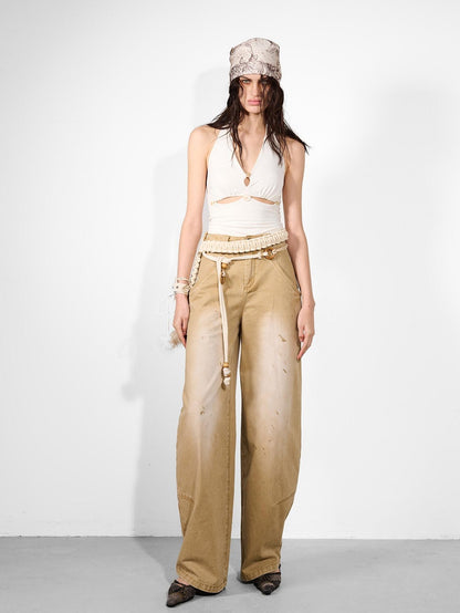 NORTH NODE Solid Cutout V-neck Slim Fit Women&