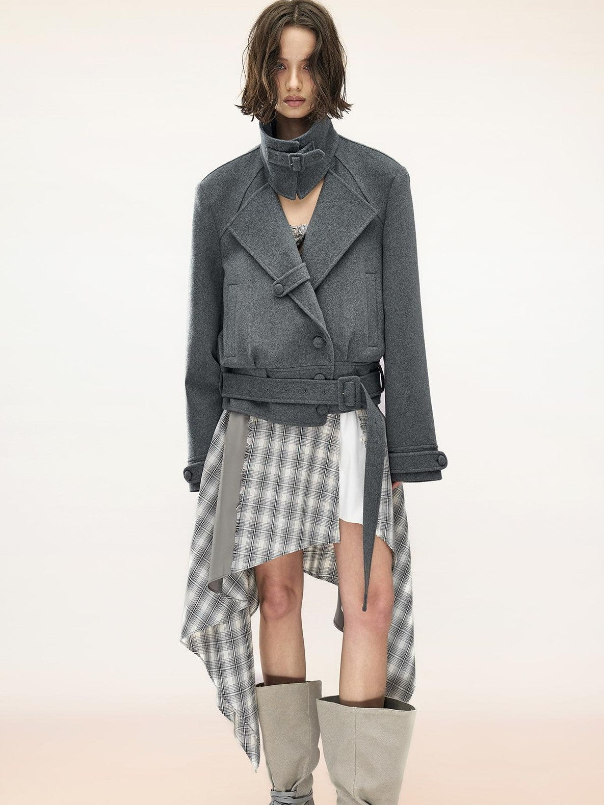 NORTH NODE Solid Slim Fit Wool Cashmere Women&
