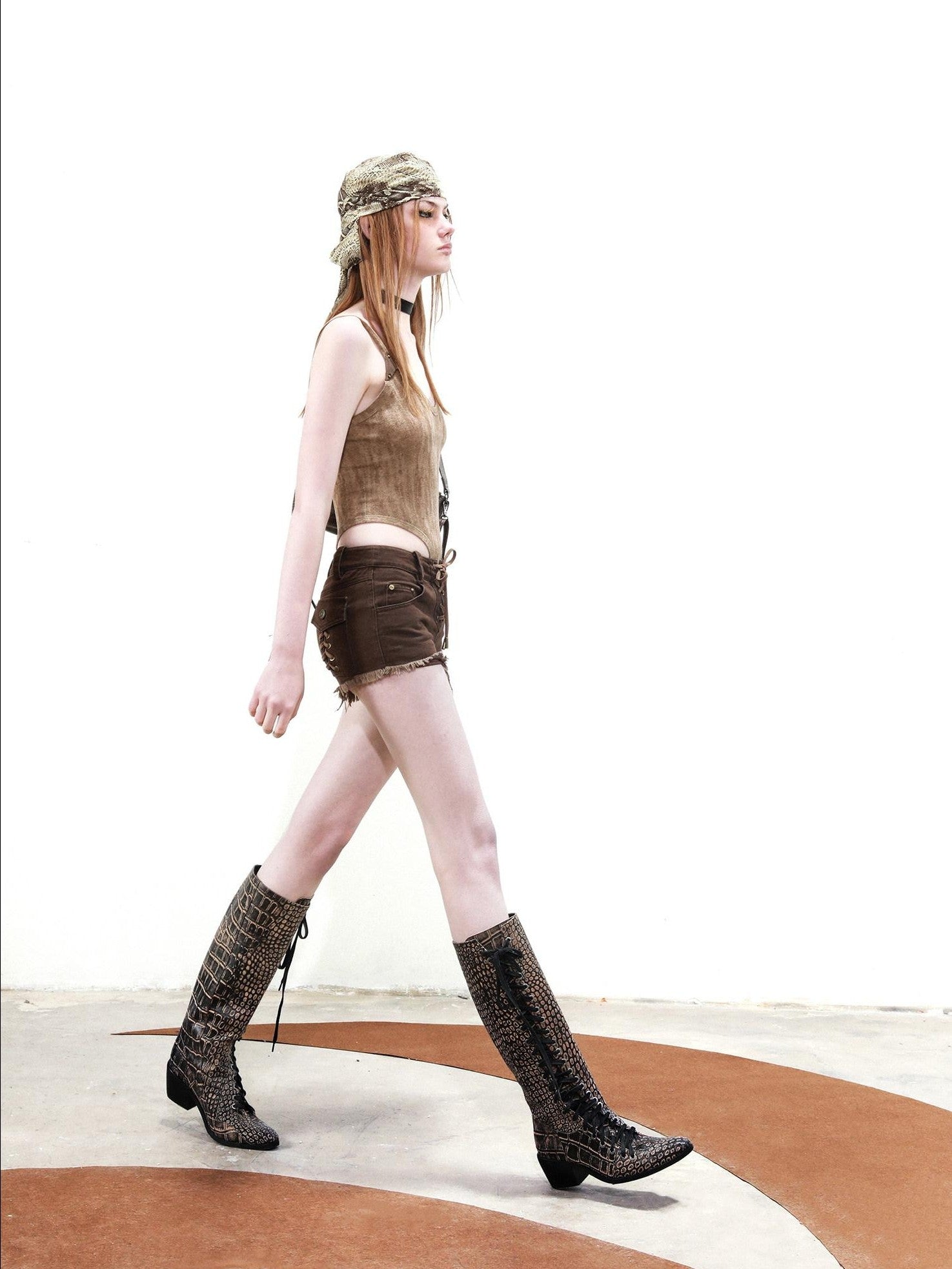 NORTH NODE Solid Spliced Leather Panel Slim Wrapped Fit Women&