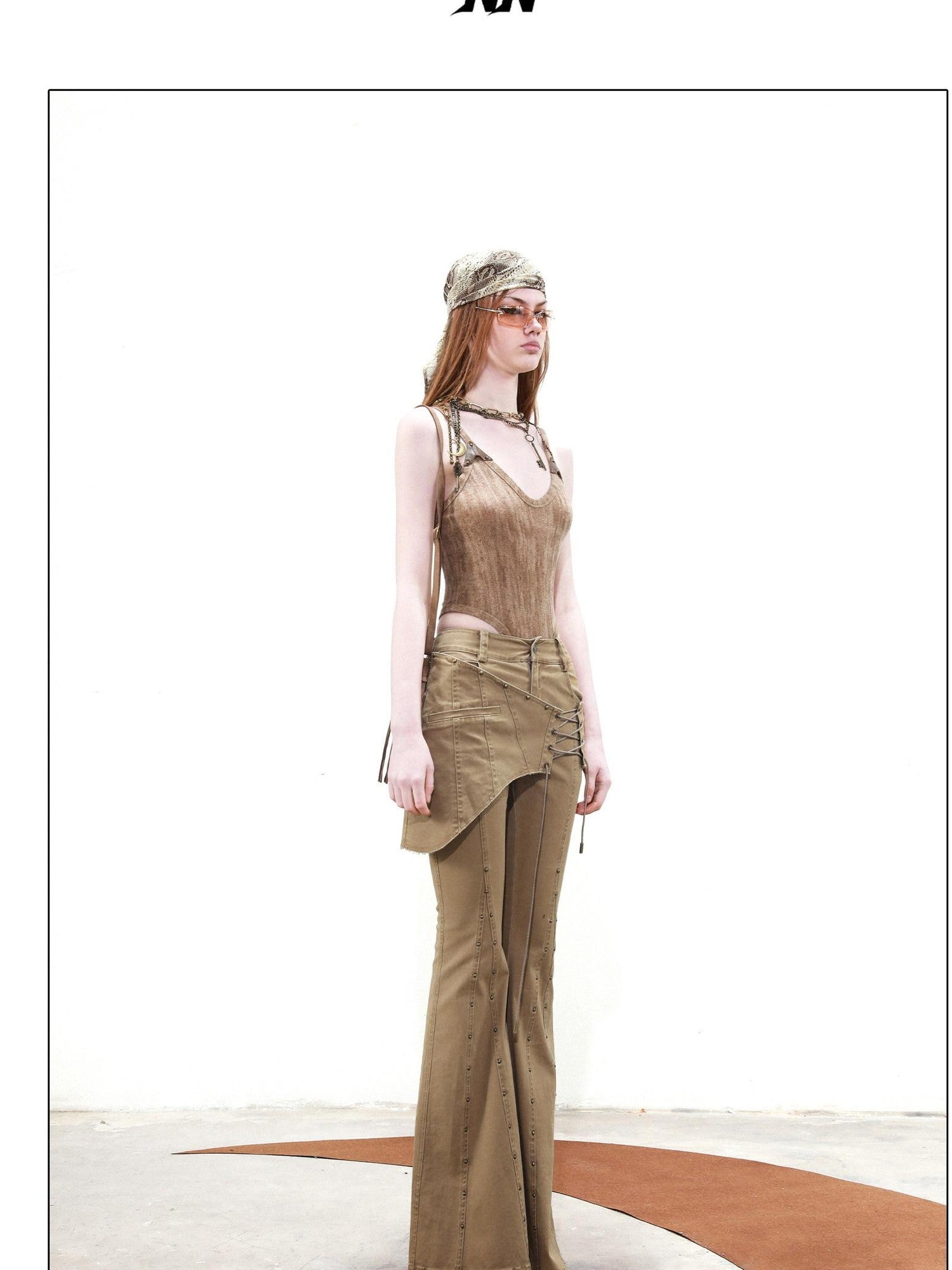 NORTH NODE Solid Spliced Leather Panel Slim Wrapped Fit Women&