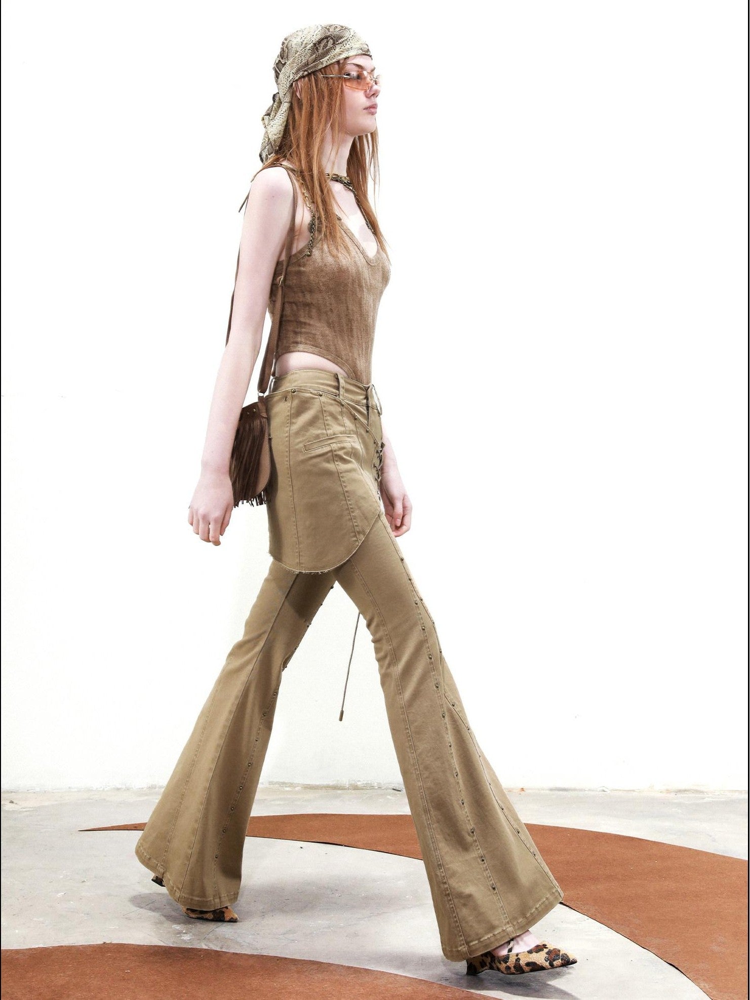 NORTH NODE Solid Spliced Leather Panel Slim Wrapped Fit Women&