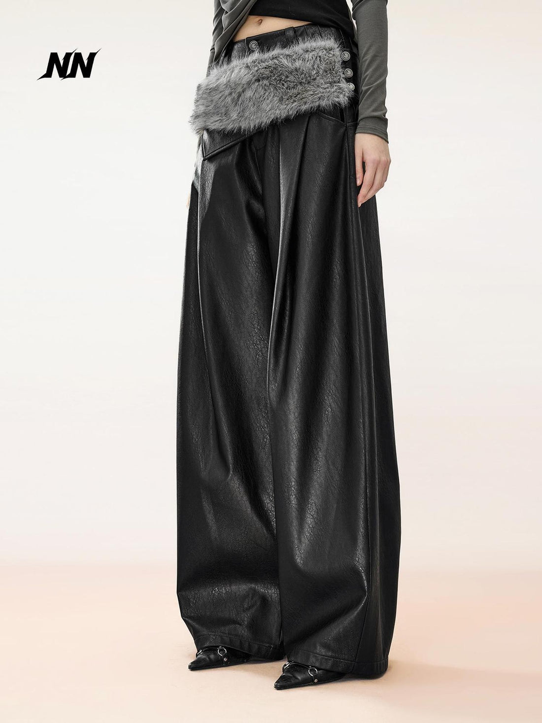 NORTH NODE Solid Wide Leg Straight Detachable Belt Women&