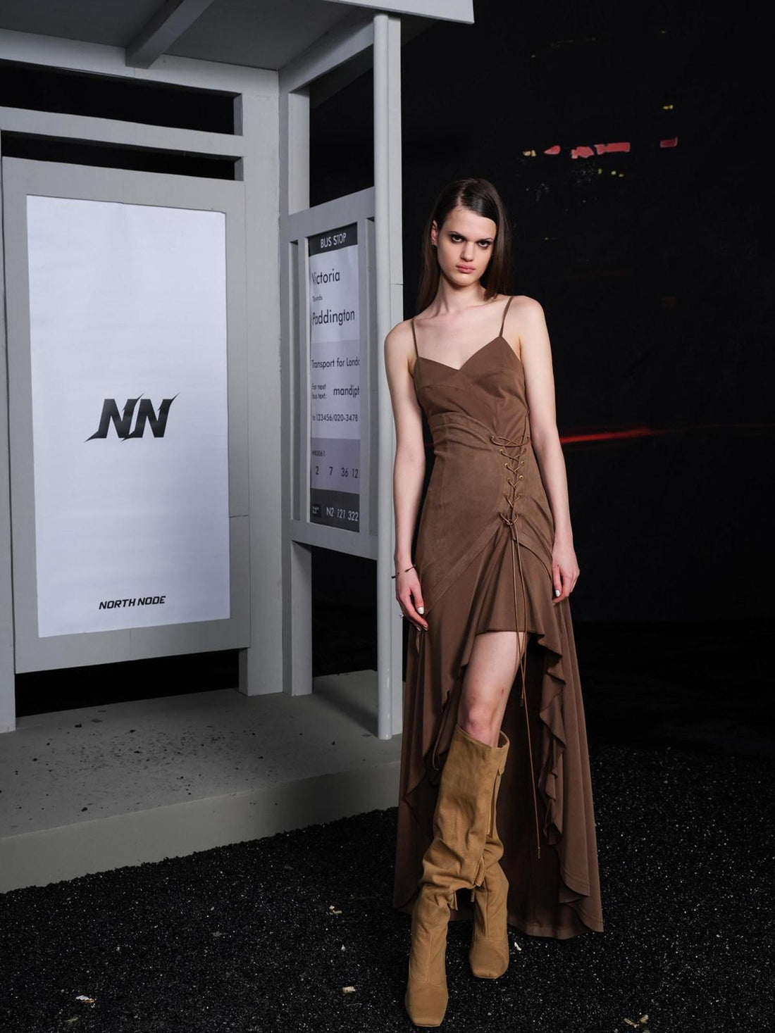 NORTH NODE Spaghetti Strap Asymmetrical Panel Women&