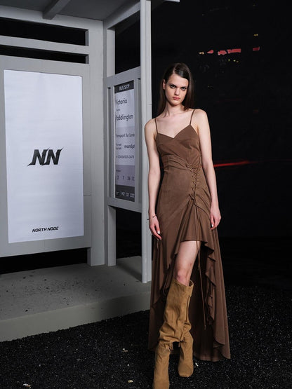 NORTH NODE Spaghetti Strap Asymmetrical Panel Women&