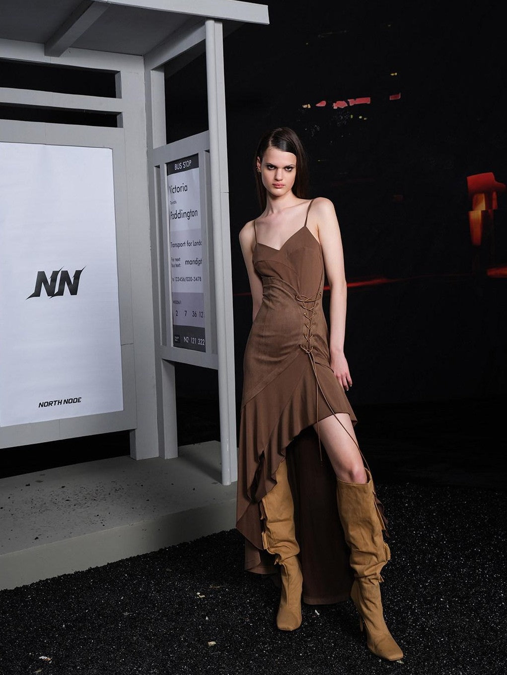 NORTH NODE Spaghetti Strap Asymmetrical Panel Women&