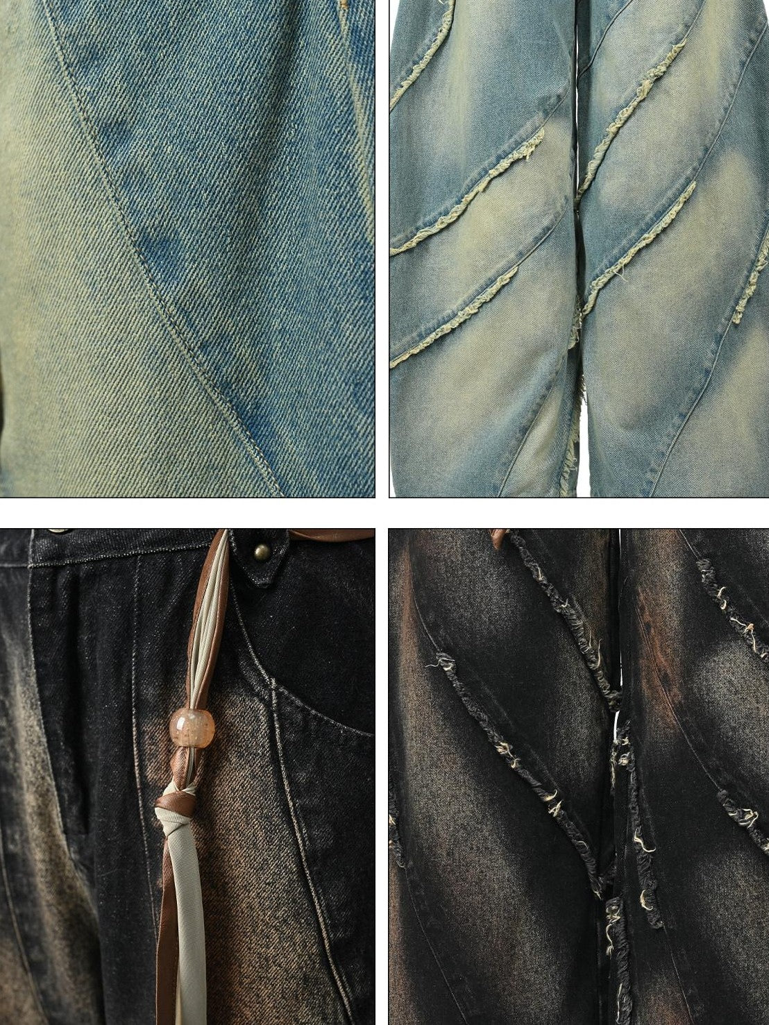 NORTH NODE Spiral Cut Washed Raw Hem Pocket Women&