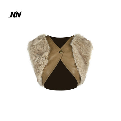 NORTH_NODE_Spliced_Fuzzy_Ultra_Short_Loose_V-neck_Women&