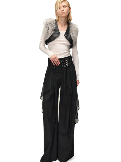 NORTH NODE Spliced Fuzzy Ultra Short Loose V-neck Women&