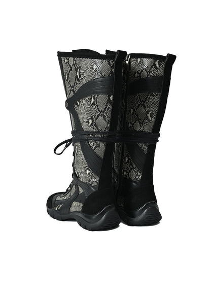 NORTH NODE Spliced Print Patchwork Pointed Toe Women&