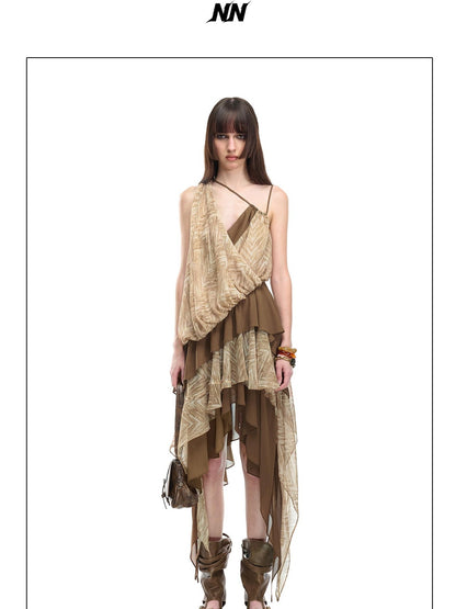 NORTH NODE Spliced Printed Asymmetrical Women&