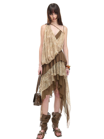 NORTH NODE Spliced Printed Asymmetrical Women&