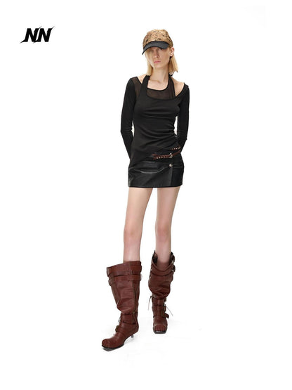 NORTH NODE Spliced Pu A Line Bodycon Women&