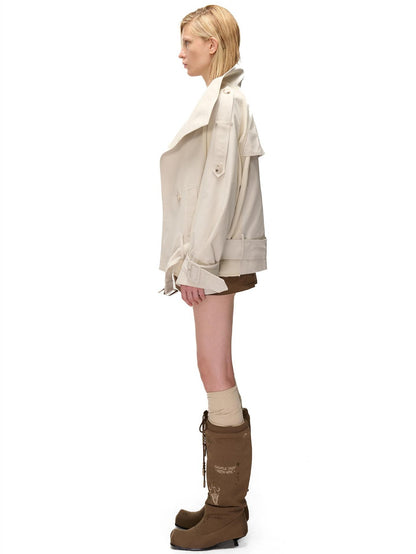 NORTH NODE Spliced Short Loose Cotton Blend Women&