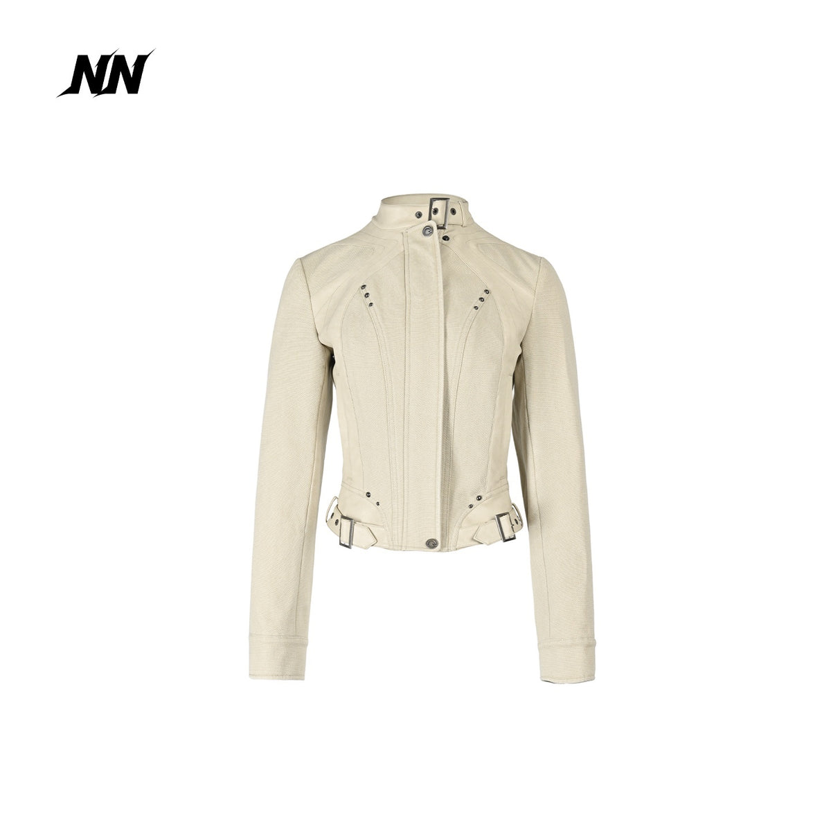 NORTH_NODE_Spliced_Stand_Collar_Slim_Fit_Cotton_Women&