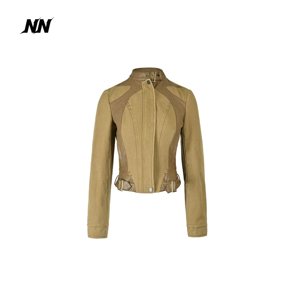 NORTH_NODE_Spliced_Stand_Collar_Slim_Fit_Cotton_Women&