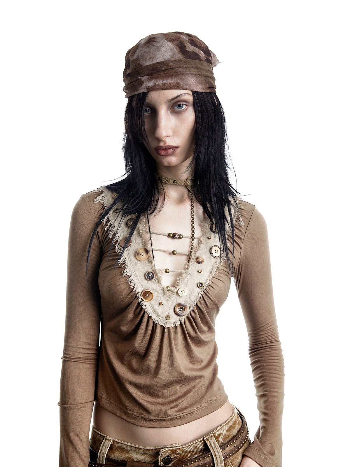 NORTH_NODE_Spliced_V-neck_Hand_Button_Women&